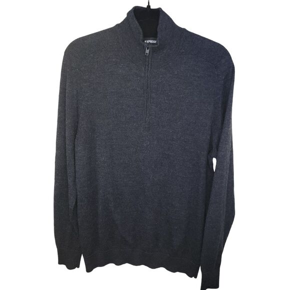 Express Men's Charcoal Gray Merino Wool Blend pullover sweater size Large - Picture 1 of 4